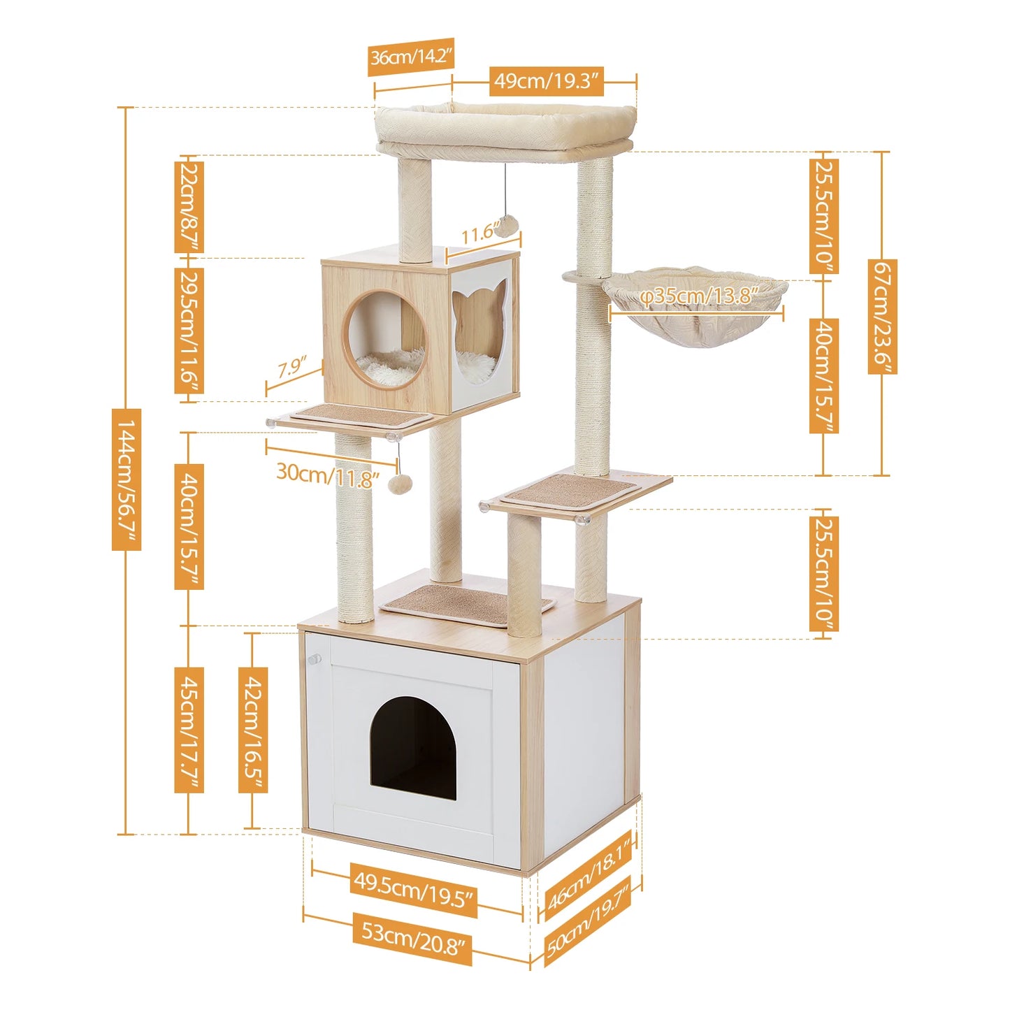 PAWZ Ro Multi Level Cat Tree Indoor Wood Tower Series