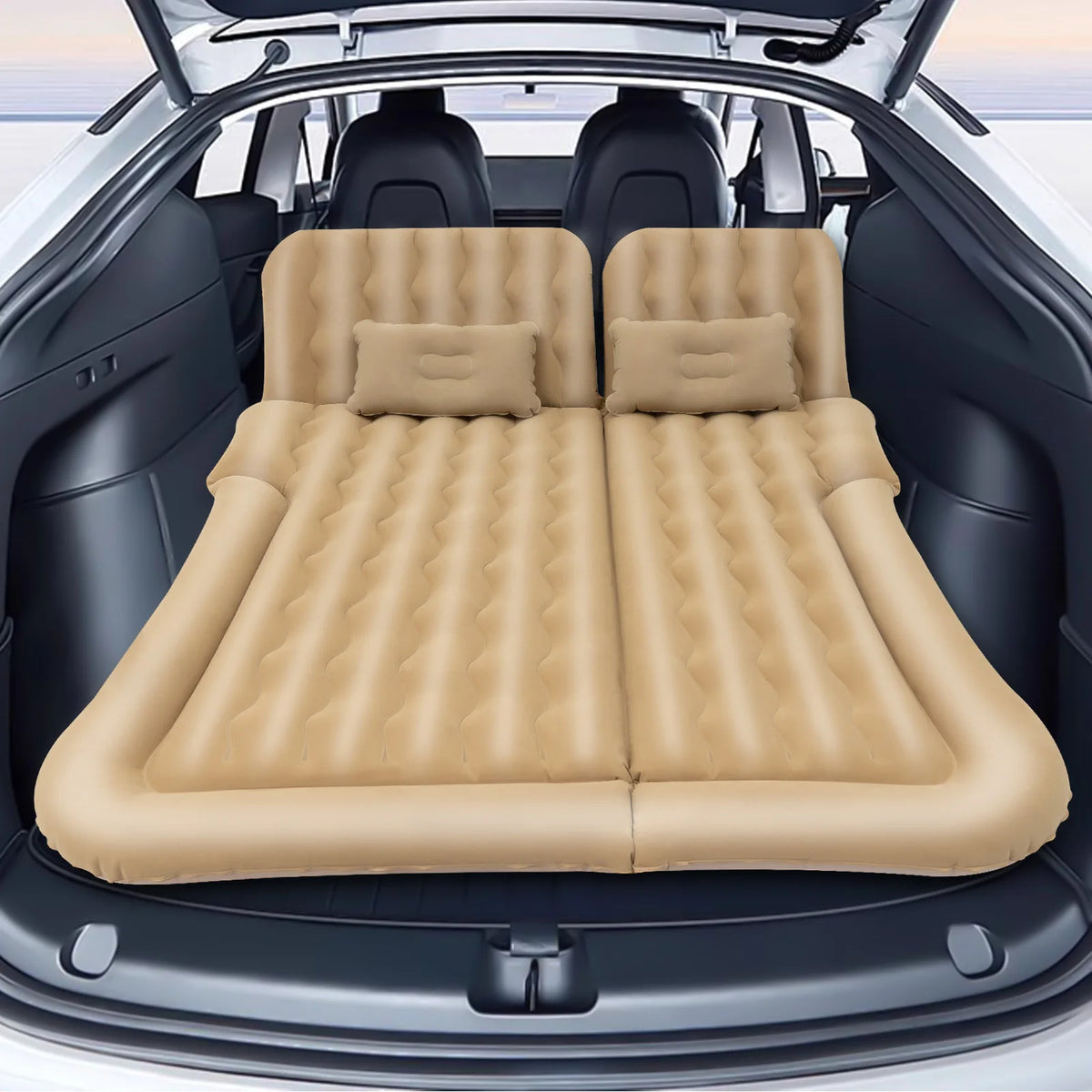 Flocking Inflatable Car Back Seat Bed With Pump Pillow