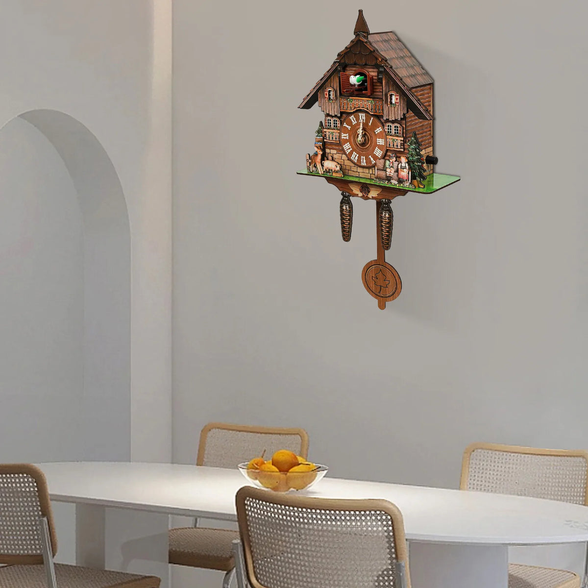 Chalet Style Wooden Cuckoo Wall Pendulum Clock with Quartz Movement