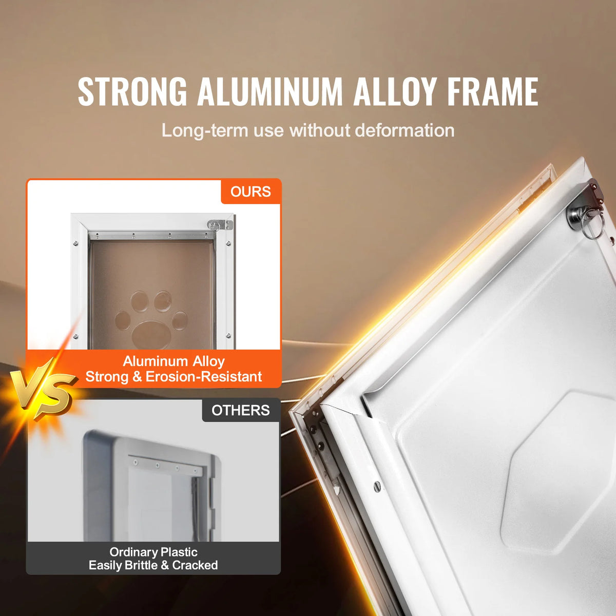 SucceBuy Aluminum Pet Door With Lock And Weatherproof Flap