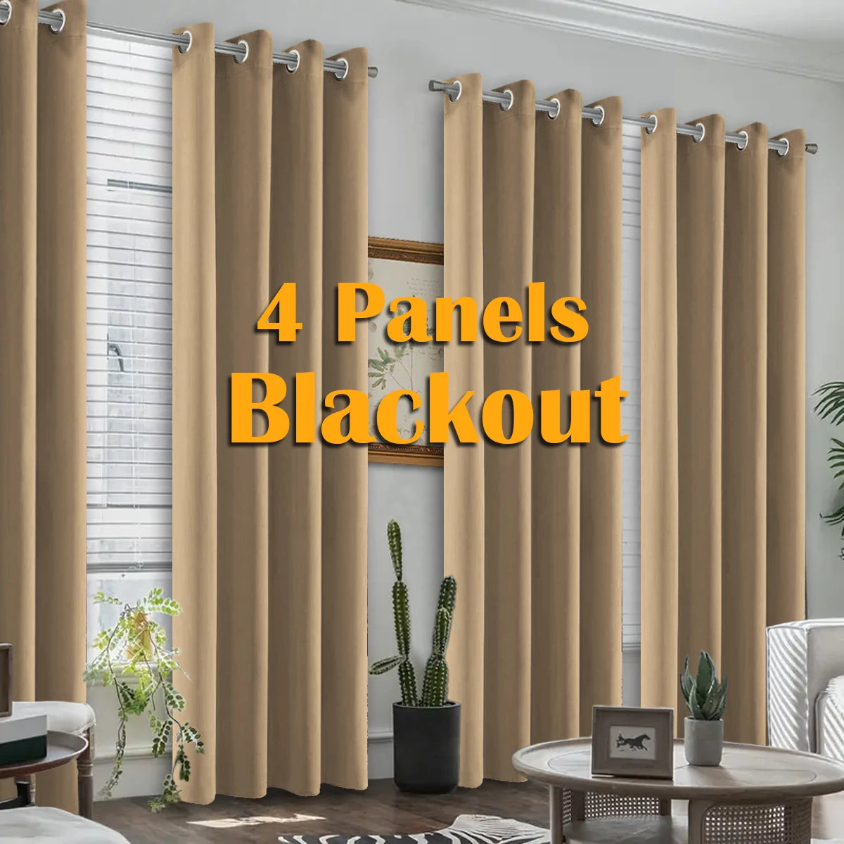 4 Pack Blackout Curtains Heat Insulated Noise Reduction