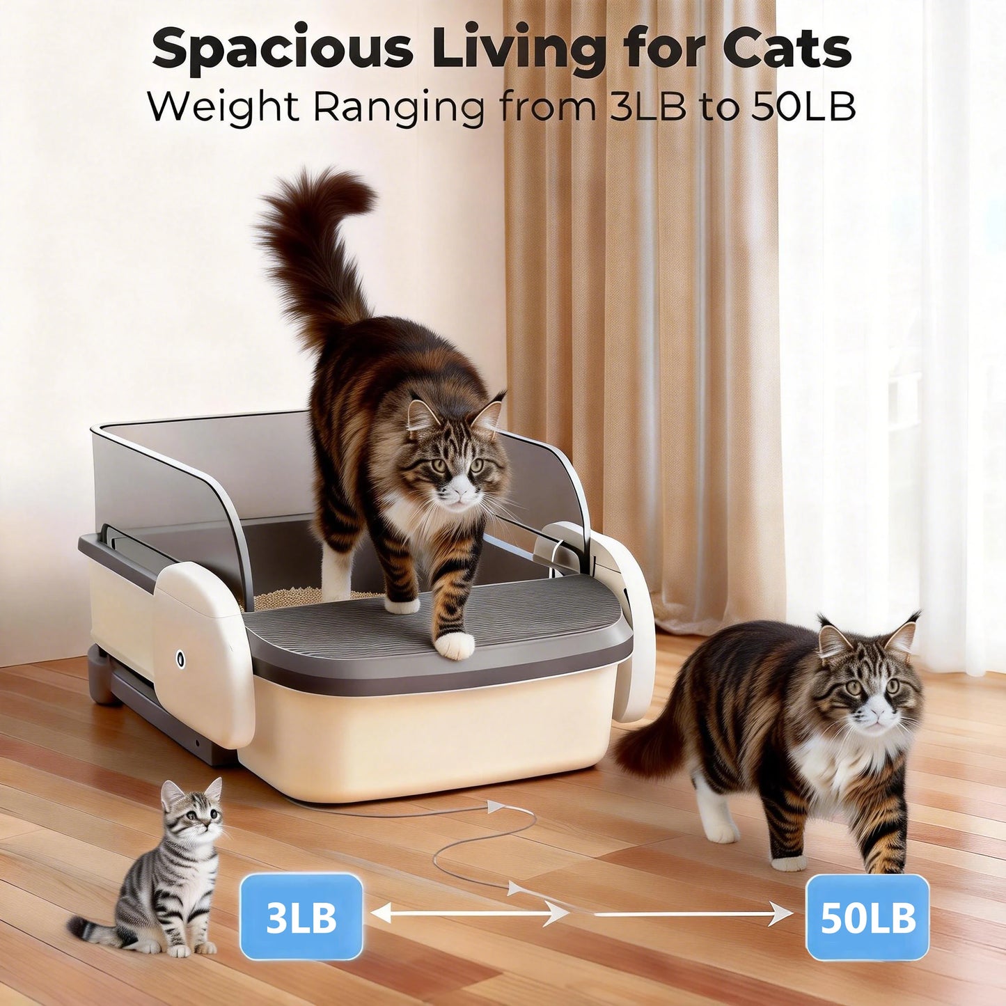 Automatic Self Cleaning Litter Box With App Control For Multi-Cat