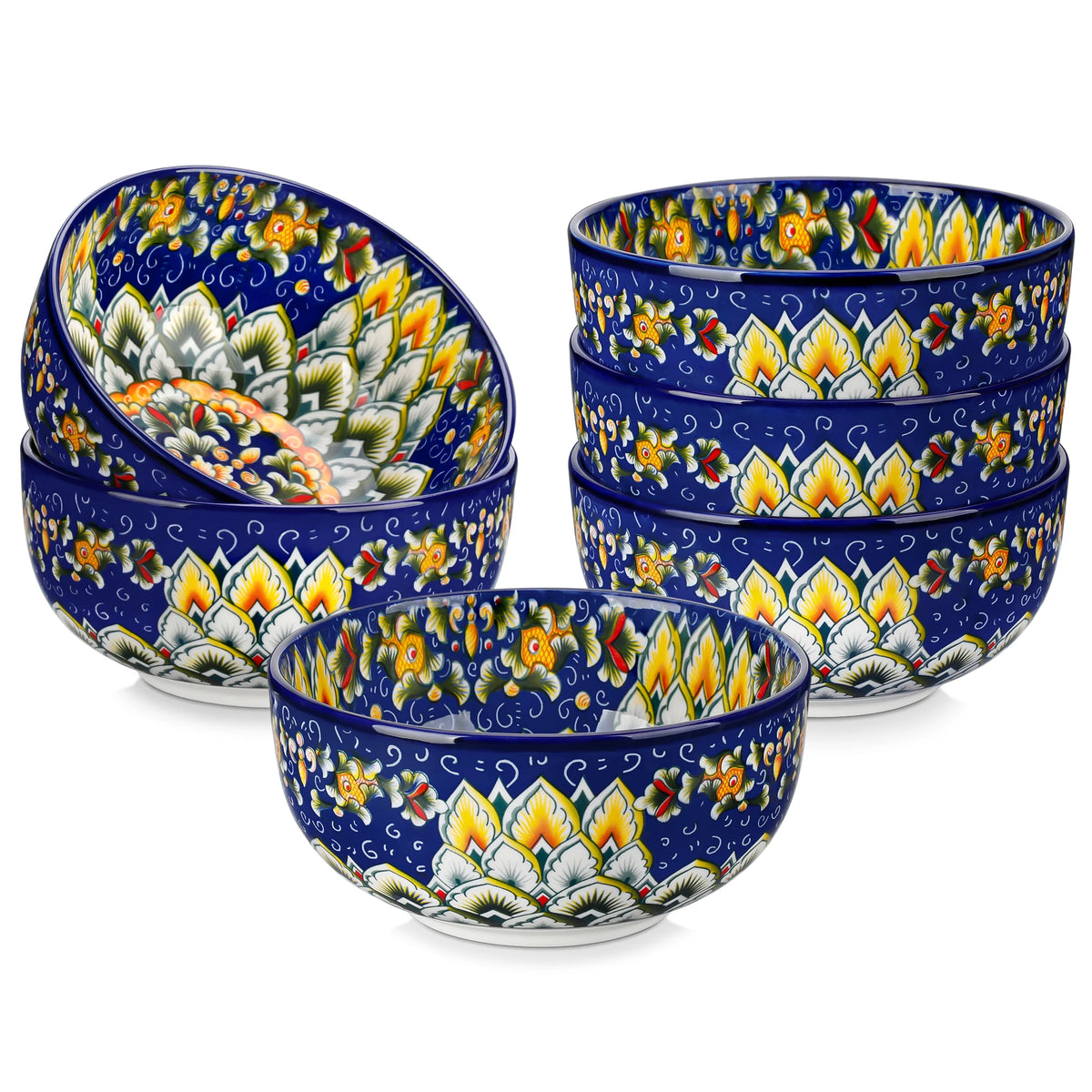 Malacasa Bohemian Floral Ceramic Cereal Bowl Set For Home