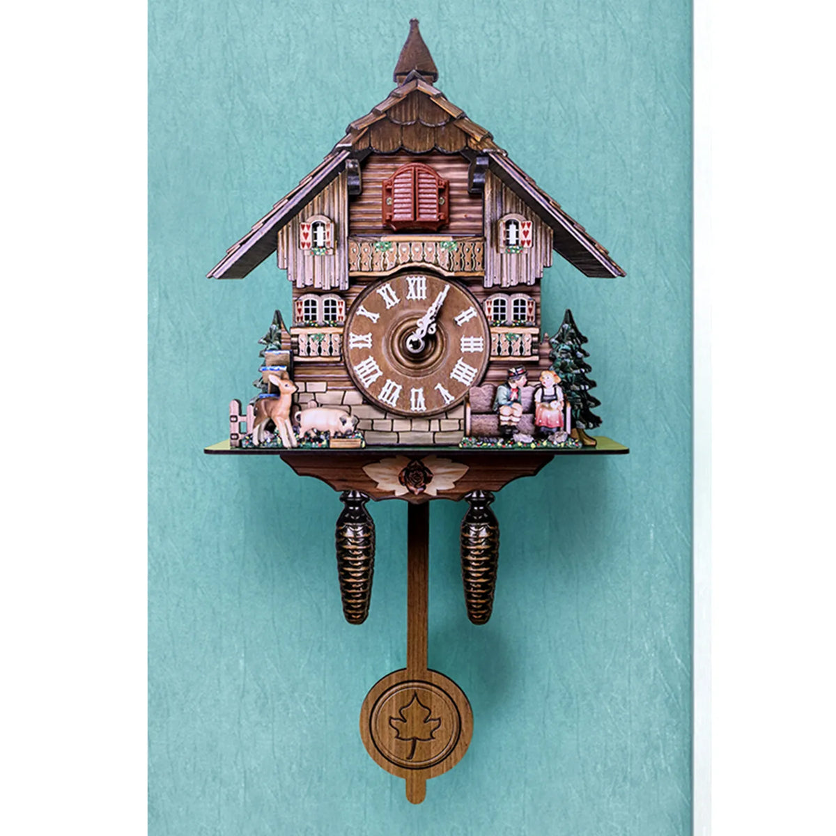 Chalet Style Wooden Cuckoo Wall Pendulum Clock with Quartz Movement