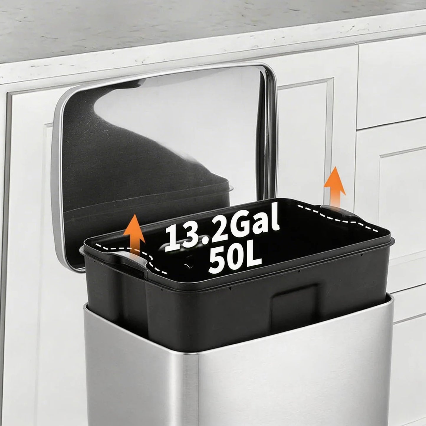 HiMISS Stainless Steel Pedal Trash Bin With Fingerprint Proof Finish