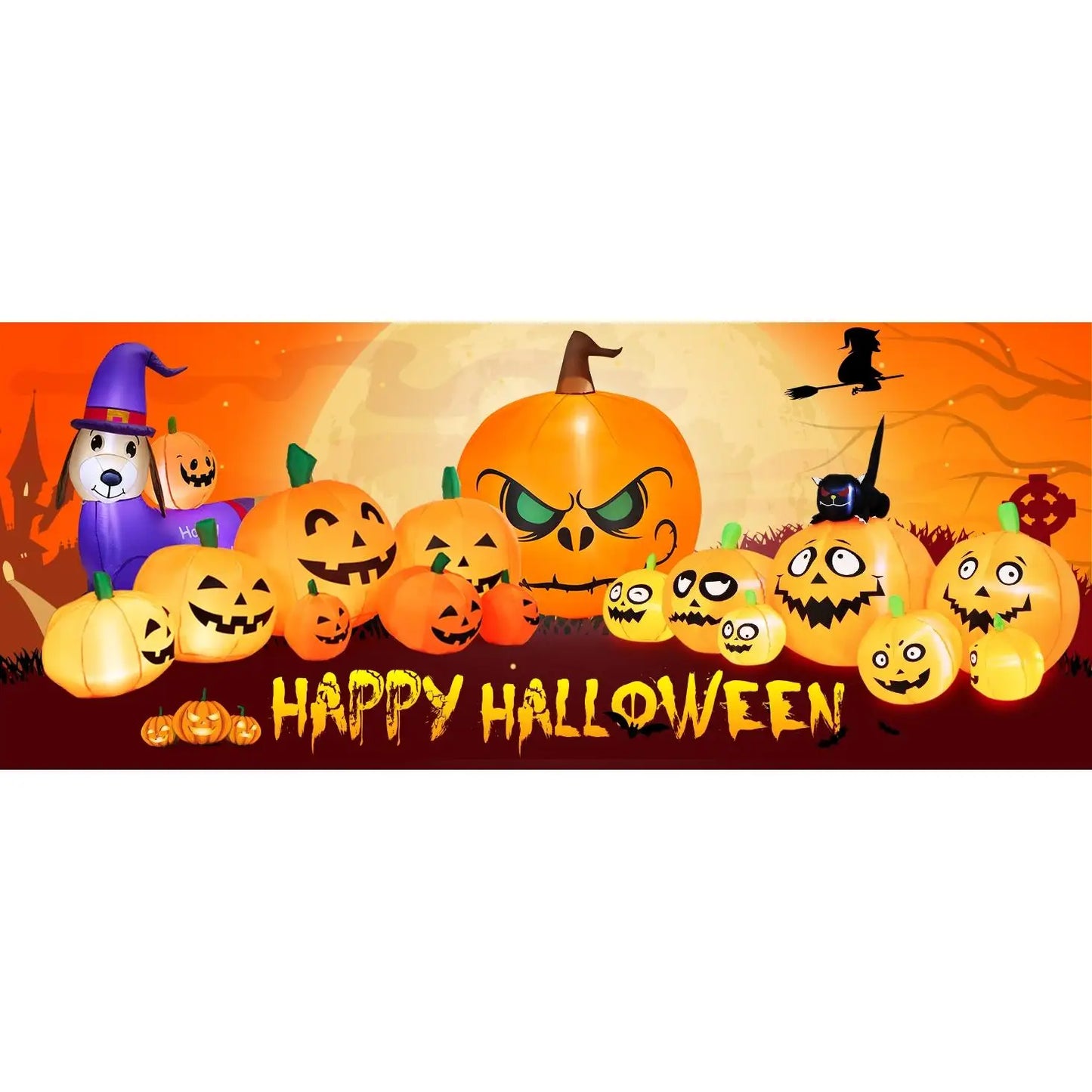 LIFEZEAL Halloween Inflatable Pumpkin Patch With Flashing Lights