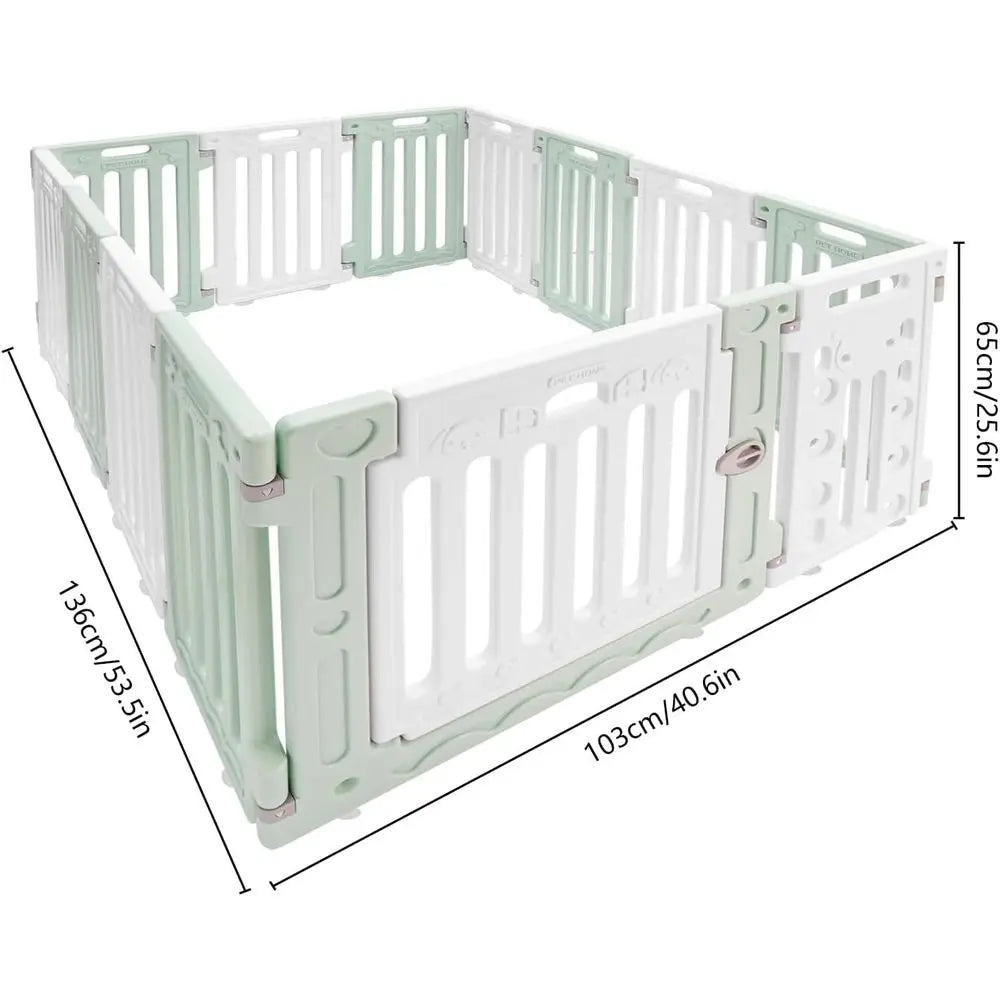 Foldable Indoor Dog Playpen With Door And Secure Plastic Panels