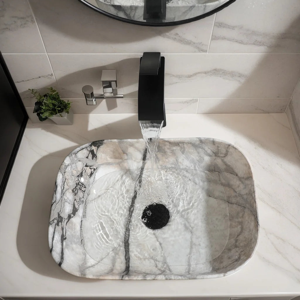 Torayvino Vessel Sink Set With Matte Black Faucet For Bathrooms