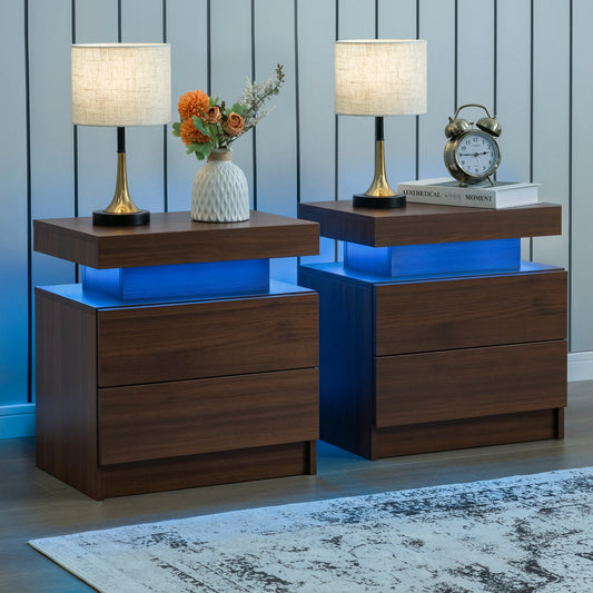 Cubehom LED Nightstand Set with Two Drawers for Bedroom