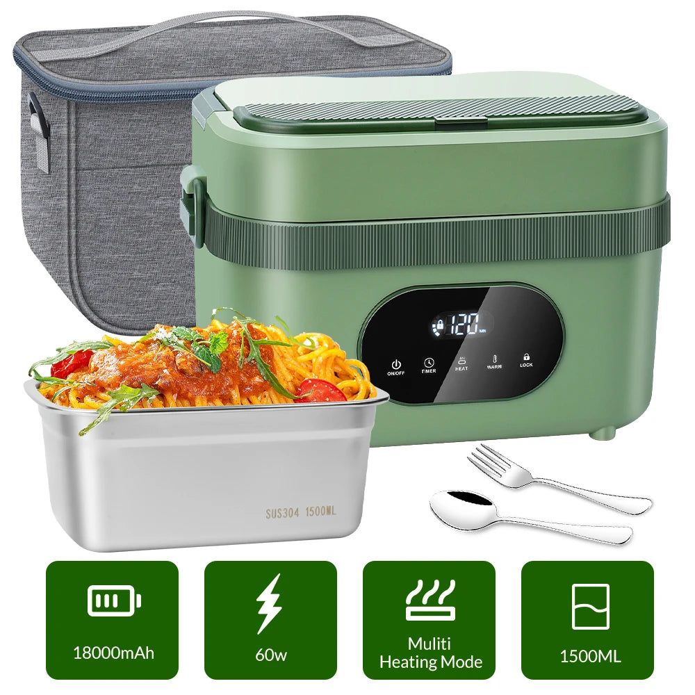 Portable Cordless Electric Heated Lunch Box With Rechargeable Battery