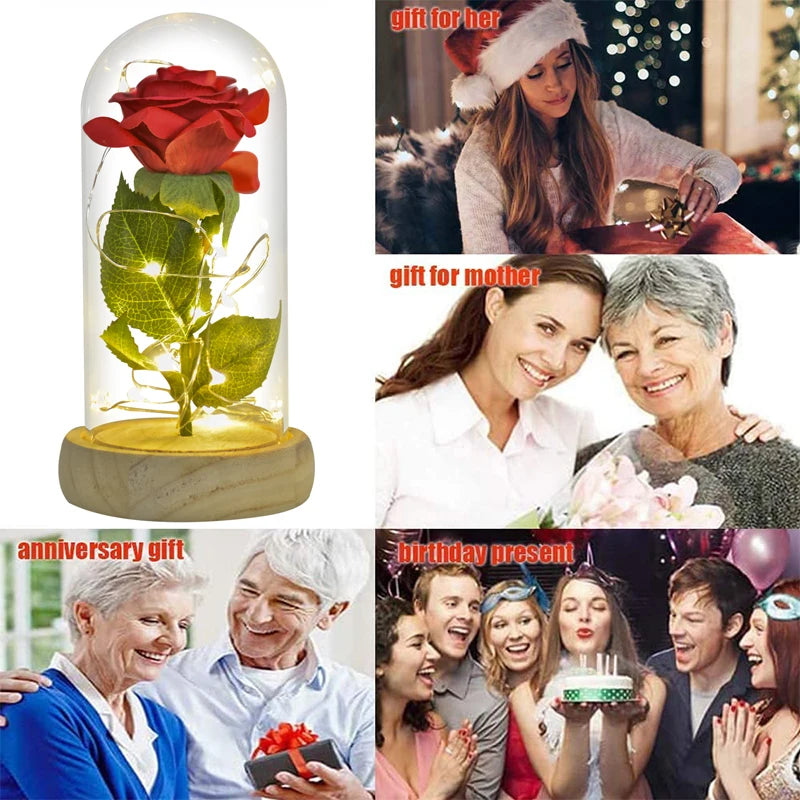 Ainyrose Eternal Rose Glass Dome Artificial Flower Wedding Gift
