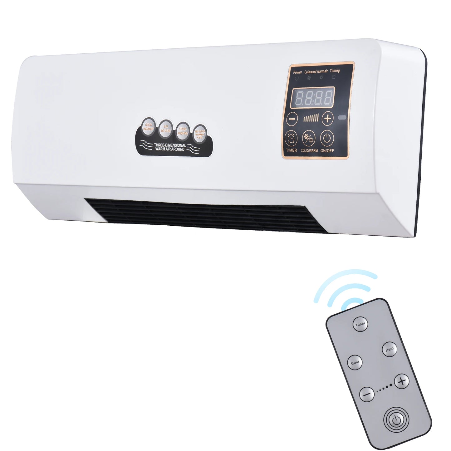 Wall Mounted Space Heater And Fan With Remote Control