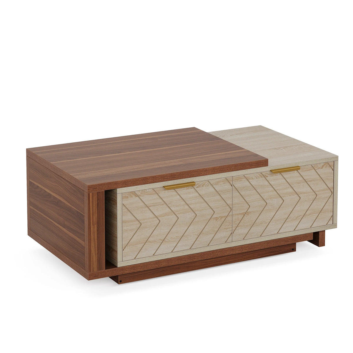 Tribesigns Extendable Rectangular Wood Coffee Table With Drawers