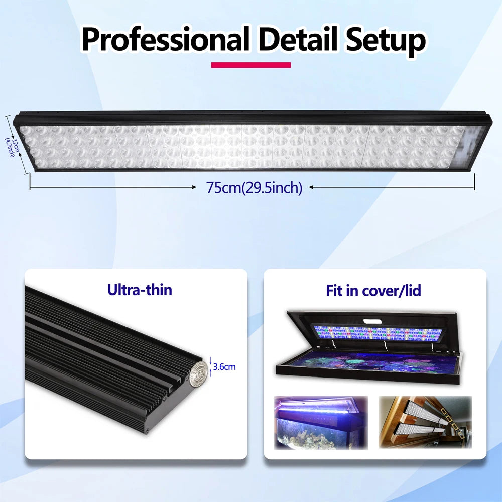 PopBloom Full Spectrum Programmable LED Aquarium Light for Reef Coral
