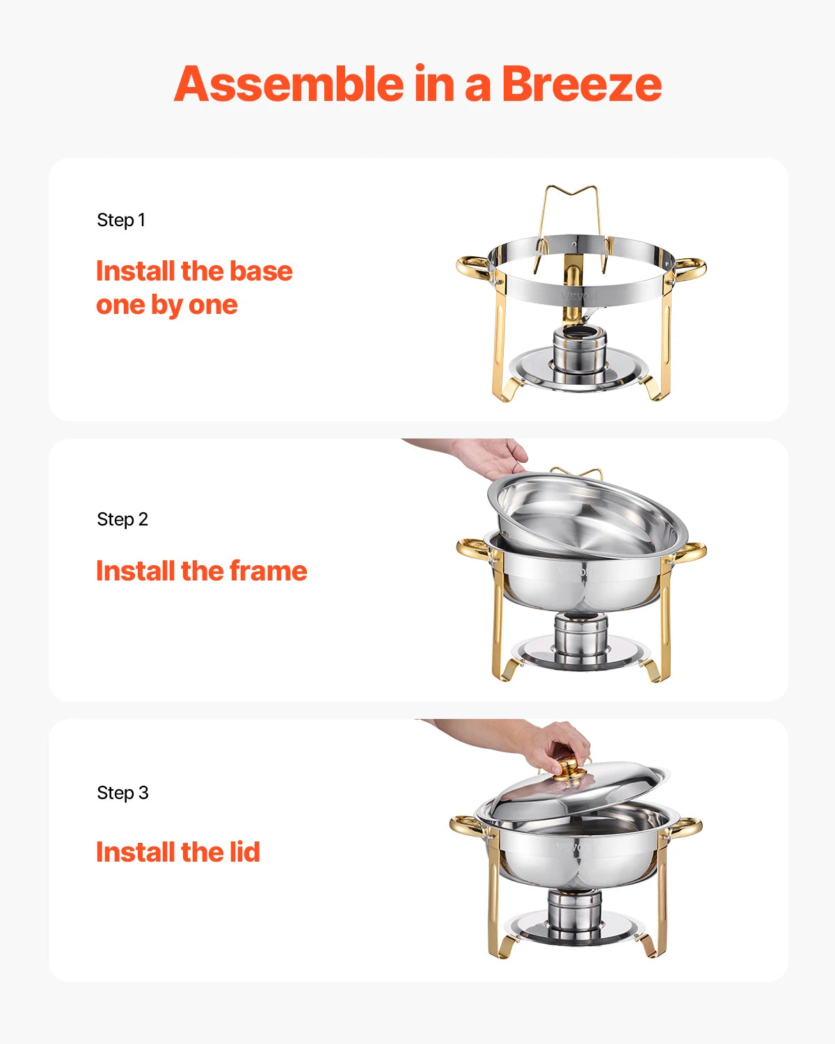 SucceBuy 4 Pack Stainless Steel Chafing Dish Buffet Set