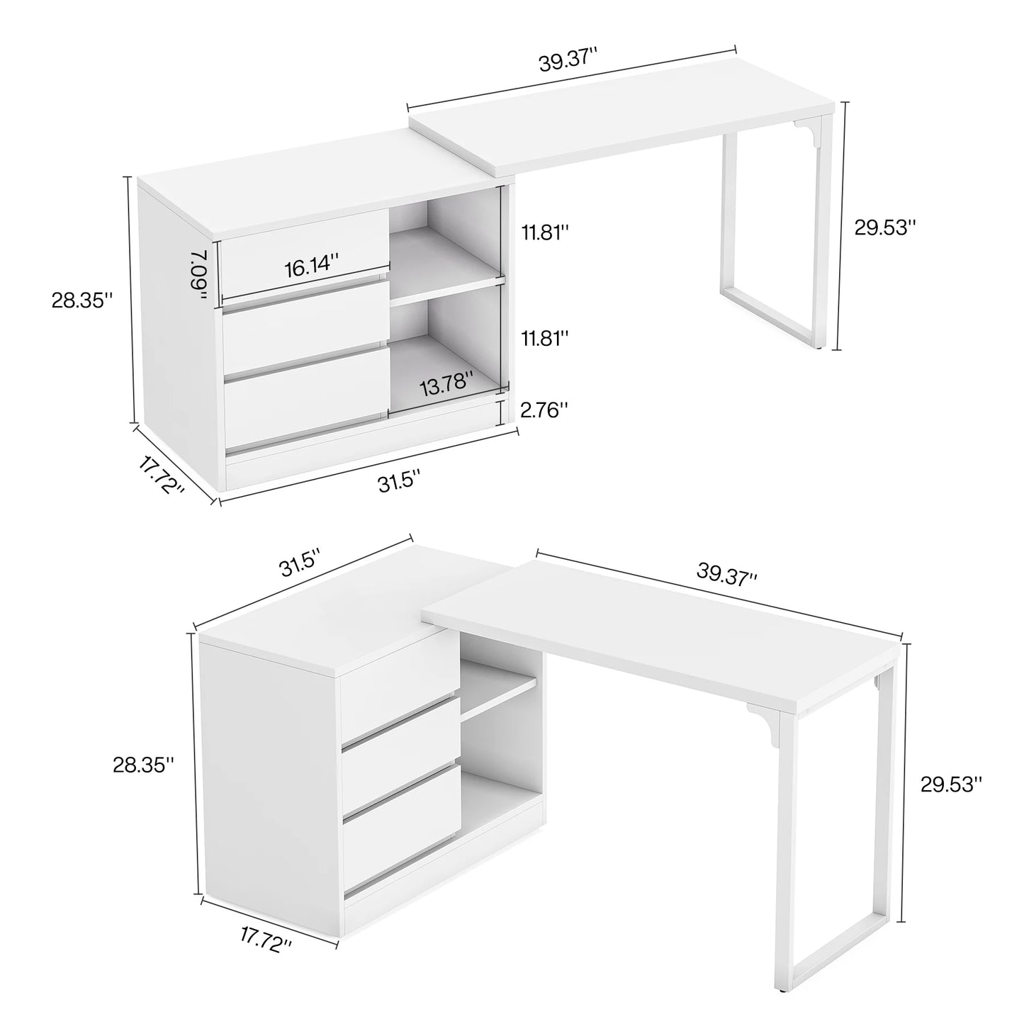 Tribesigns L Shaped Computer Desk With Drawers And Shelves