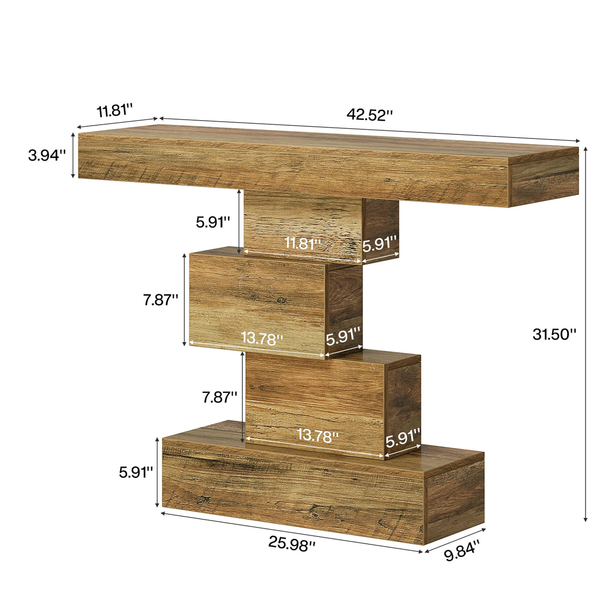 Tribesigns Farmhouse Wooden Console Table With Storage And Geometric Base