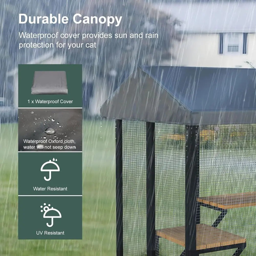 Outdoor Cat Enclosure Walk In Catio With Waterproof Roof