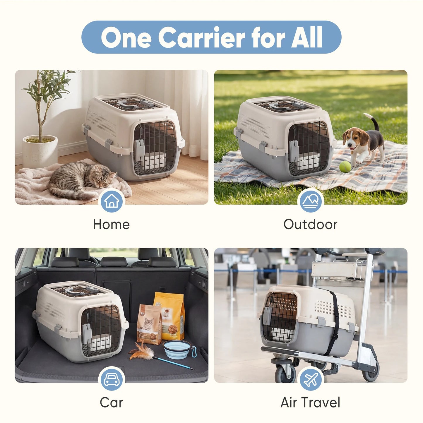 JHK Pet Carrier For Small Dogs And Cats With Top Load Door And Secure Latches
