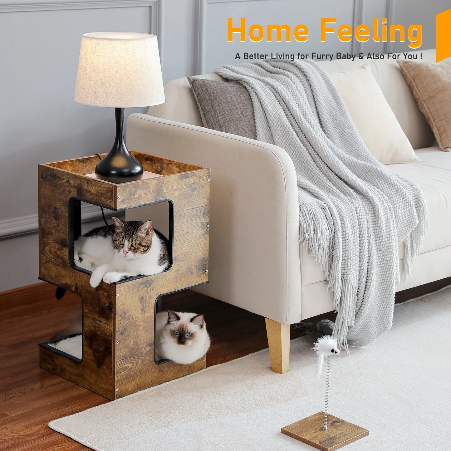 PAWZ Road Wood Cat Condo With Removable Soft Mats Kit
