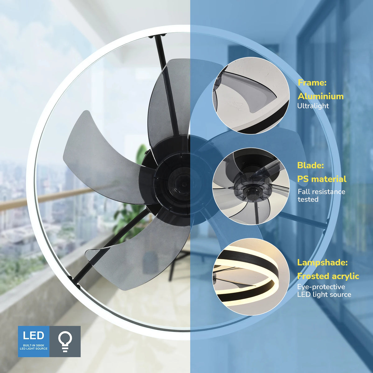 Orison Low Profile Ceiling Fan With LED And Remote Control