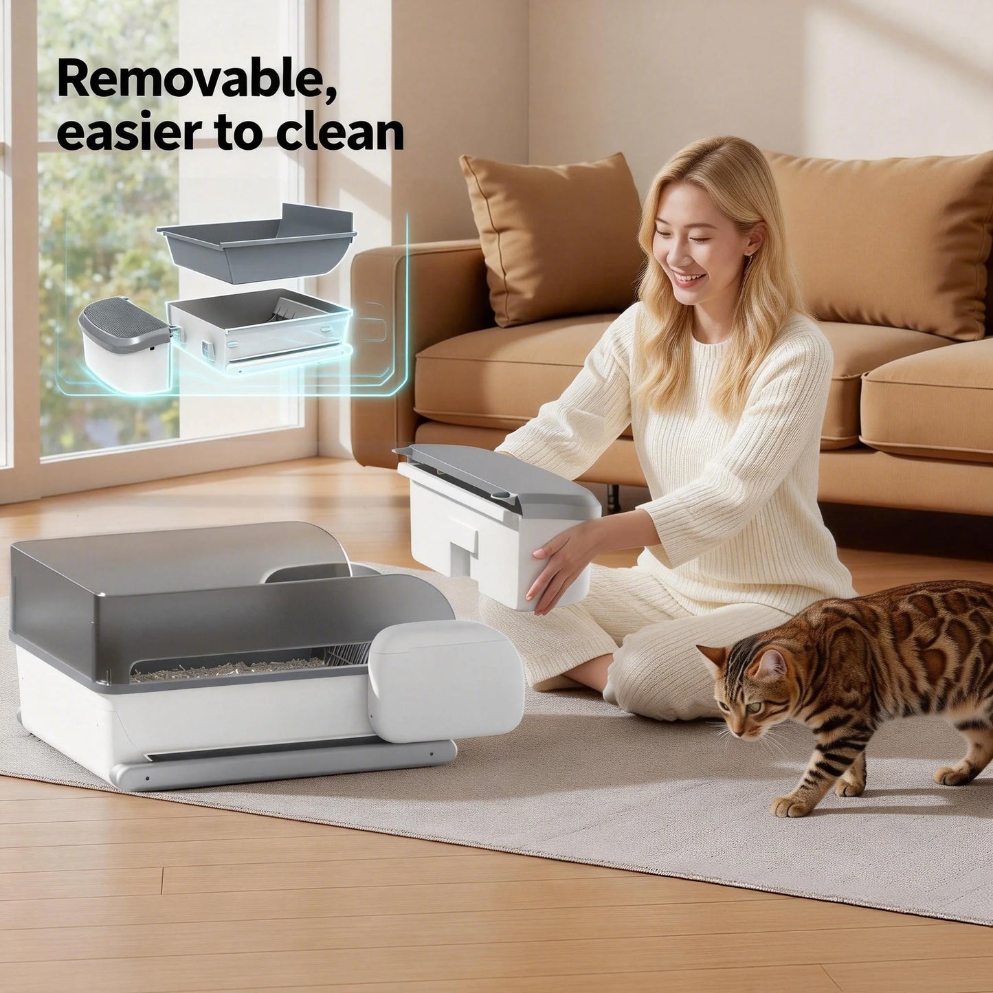 Automatic Self Cleaning Litter Box With App Control For Multi-Cat