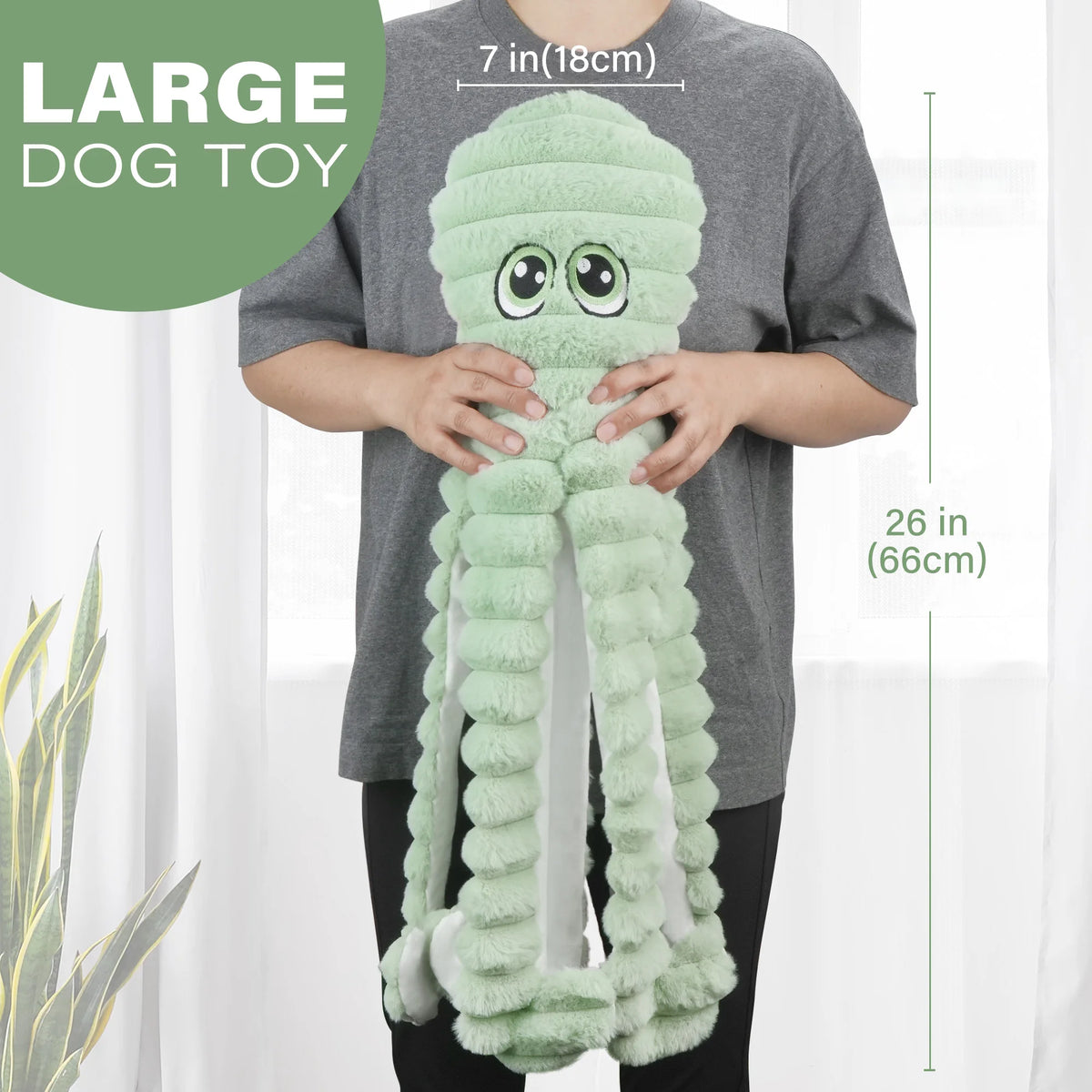 Octopus Plush Dog Toy With Squeaky Chew And Teeth Grinding