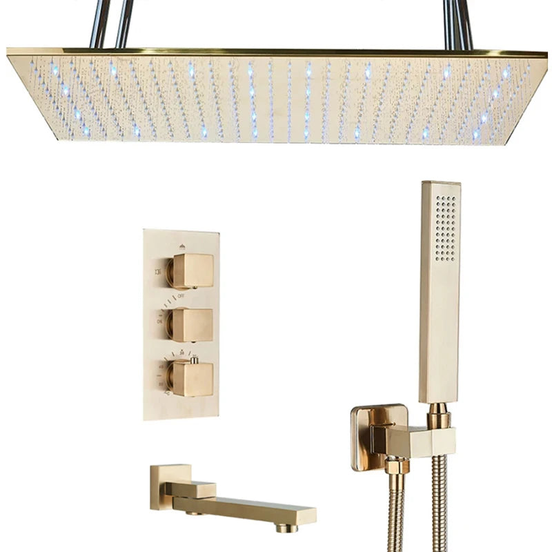 Wanmivezlo Brass LED Rain Shower Head Powered By Water Flow