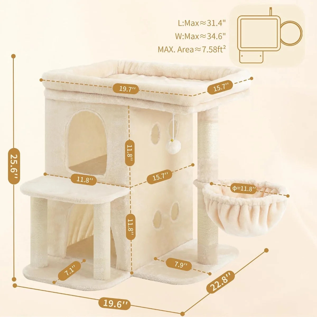 NBVCX Large Cat Tower With Perch And Sisal Posts