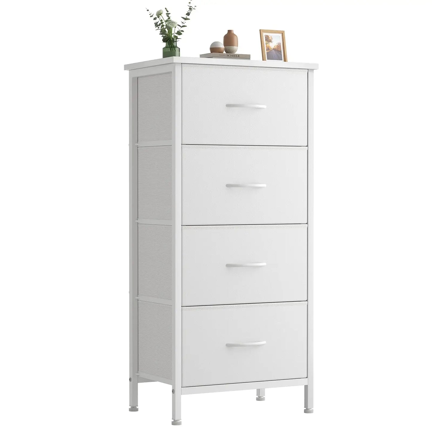XIUWO Sweetcrispy Nightstand With 4 Fabric Drawers Wood Top