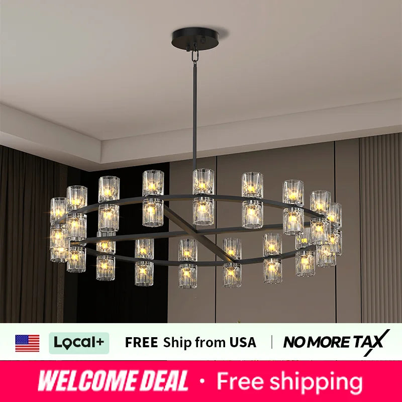 Zhikea Modern Led Crystal Pendant Ceiling Light Fixture
