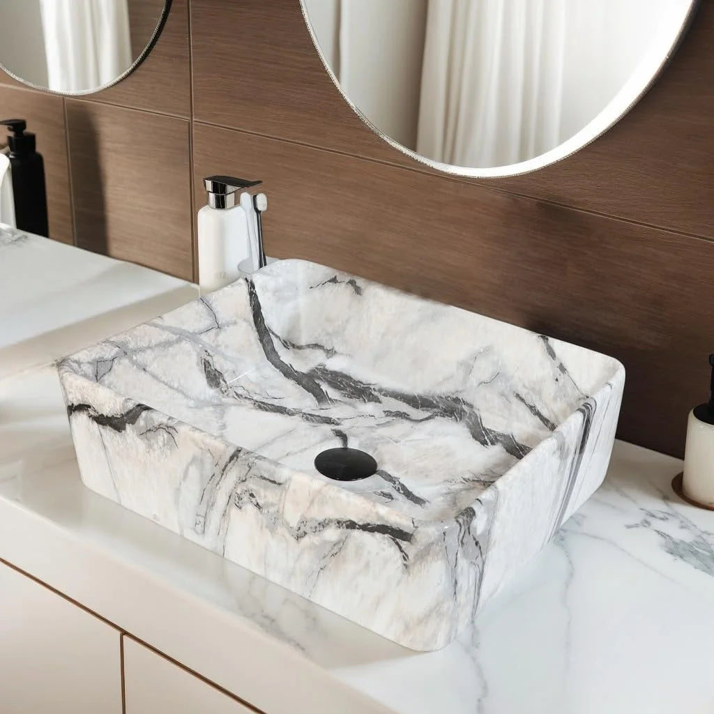 Torayvino Vessel Sink Set With Matte Black Faucet For Bathrooms