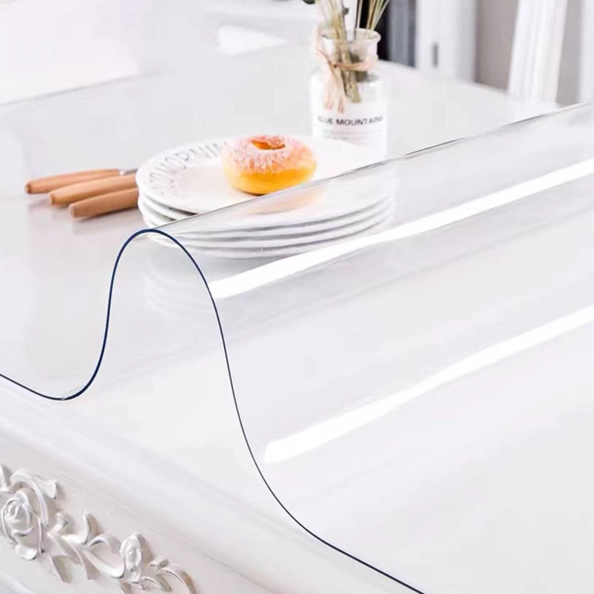 SucceBuy Transparent PVC Table Cover Protector Waterproof Oilproof
