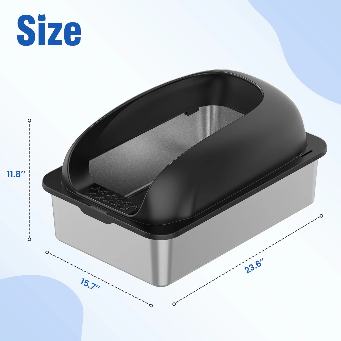 Stainless Steel Cat Litter Box With Lid For Large Cats Scoop Included