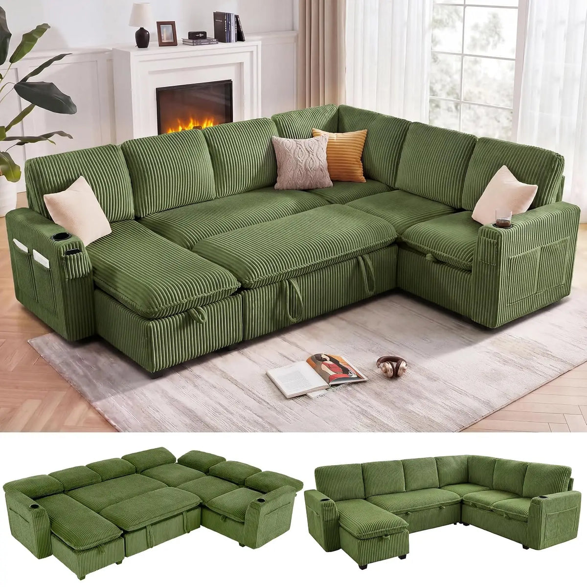 XIAOLANG Seven Seat Modular Sectional Sofa With Pull Out Bed