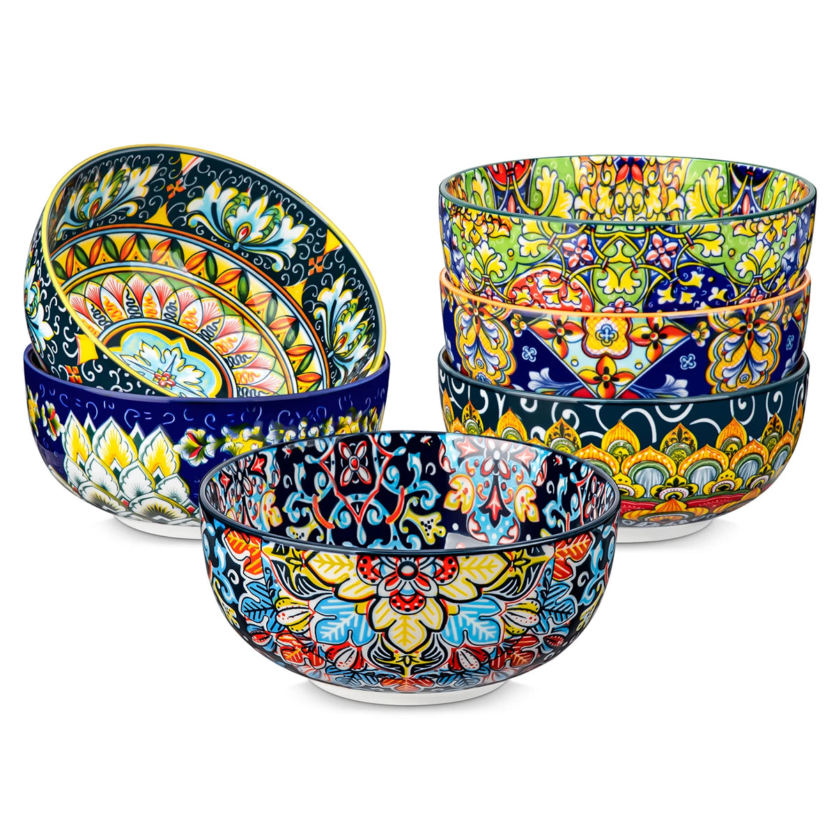 Malacasa Bohemian Floral Ceramic Cereal Bowl Set For Home