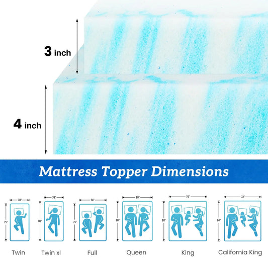 Memory Foam And Gel Bed Topper For Home Bedroom