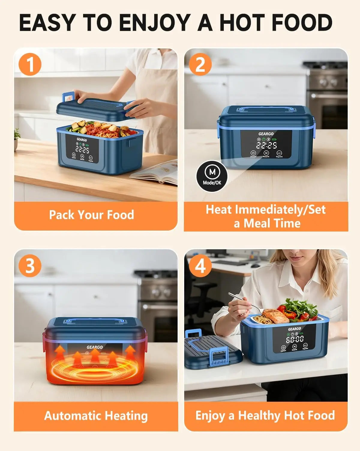 Rechargeable Cordless Electric Lunch Box With Integrated Cooling Function