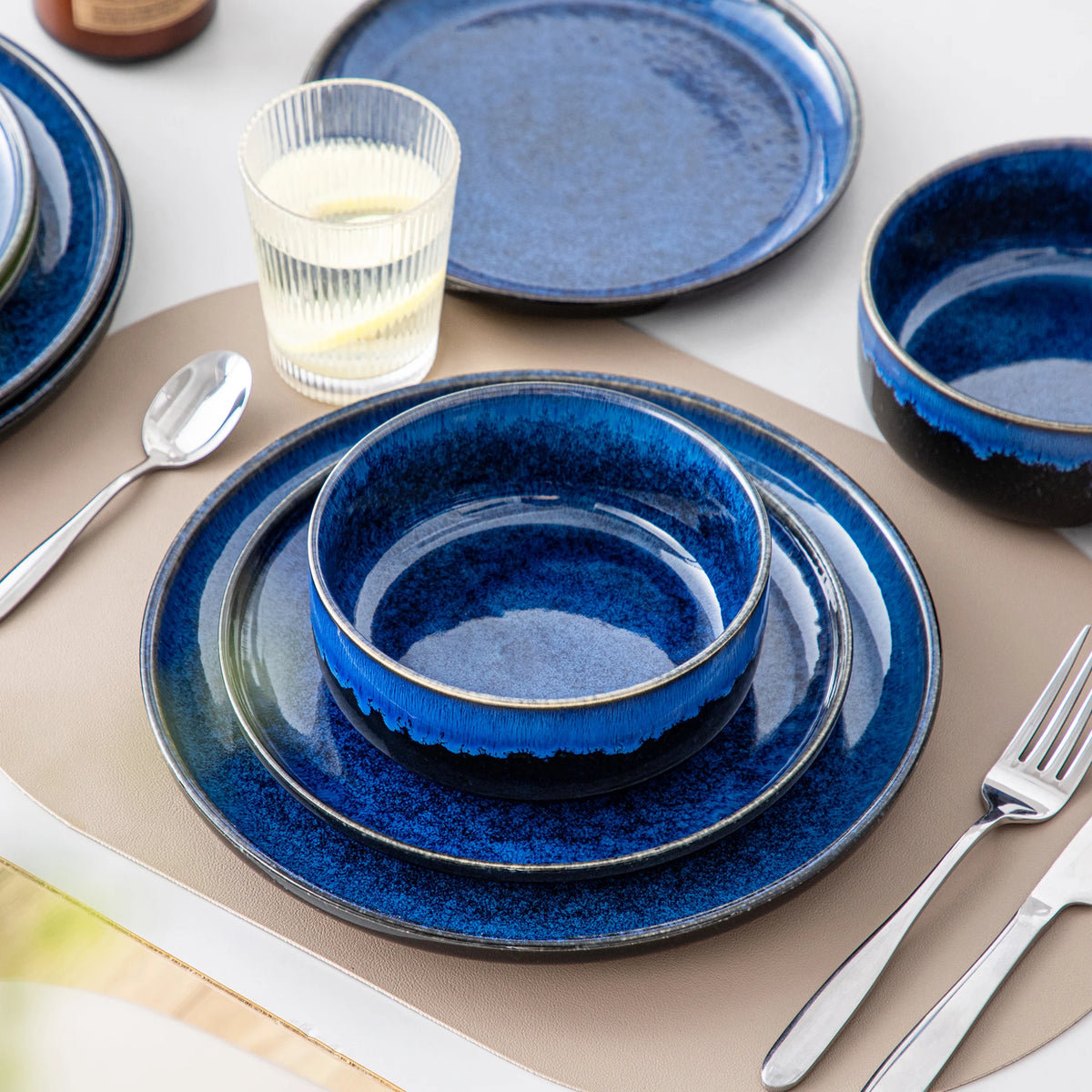 Malacasa Starry Reactive Glaze Stoneware Ceramic Dinnerware Set