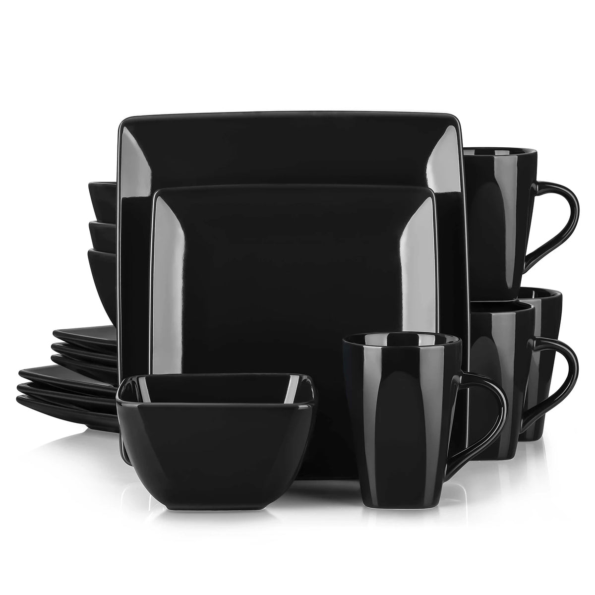 Malacasa Square Ceramic Porcelain Dinnerware Set For Daily Use