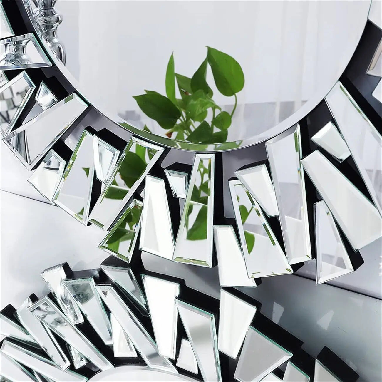 Luvodi Round Wall Mirror With Decorative Starburst Frame
