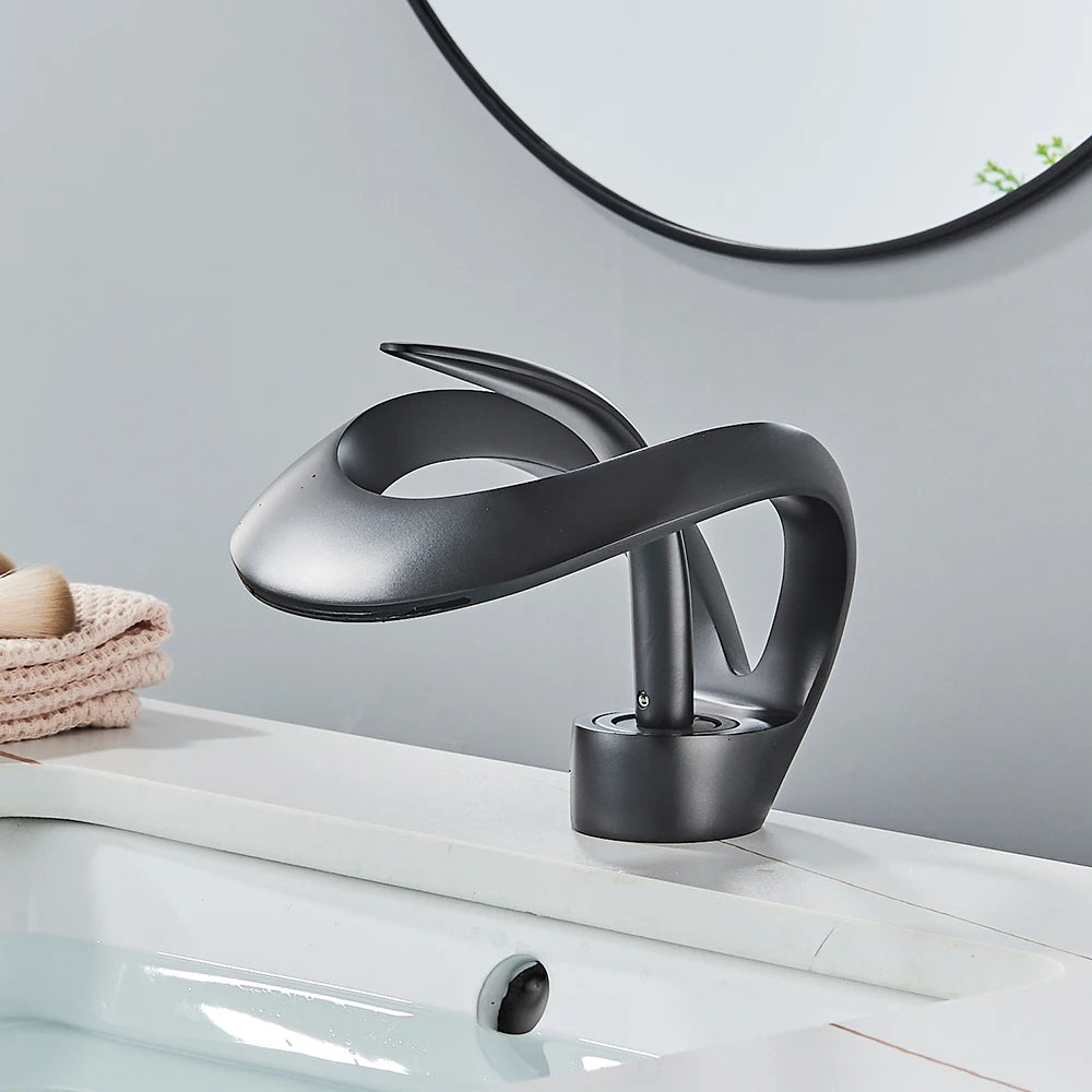 Rozin Brass Waterfall Basin Faucet Hot Cold Mixer Tap Bathroom