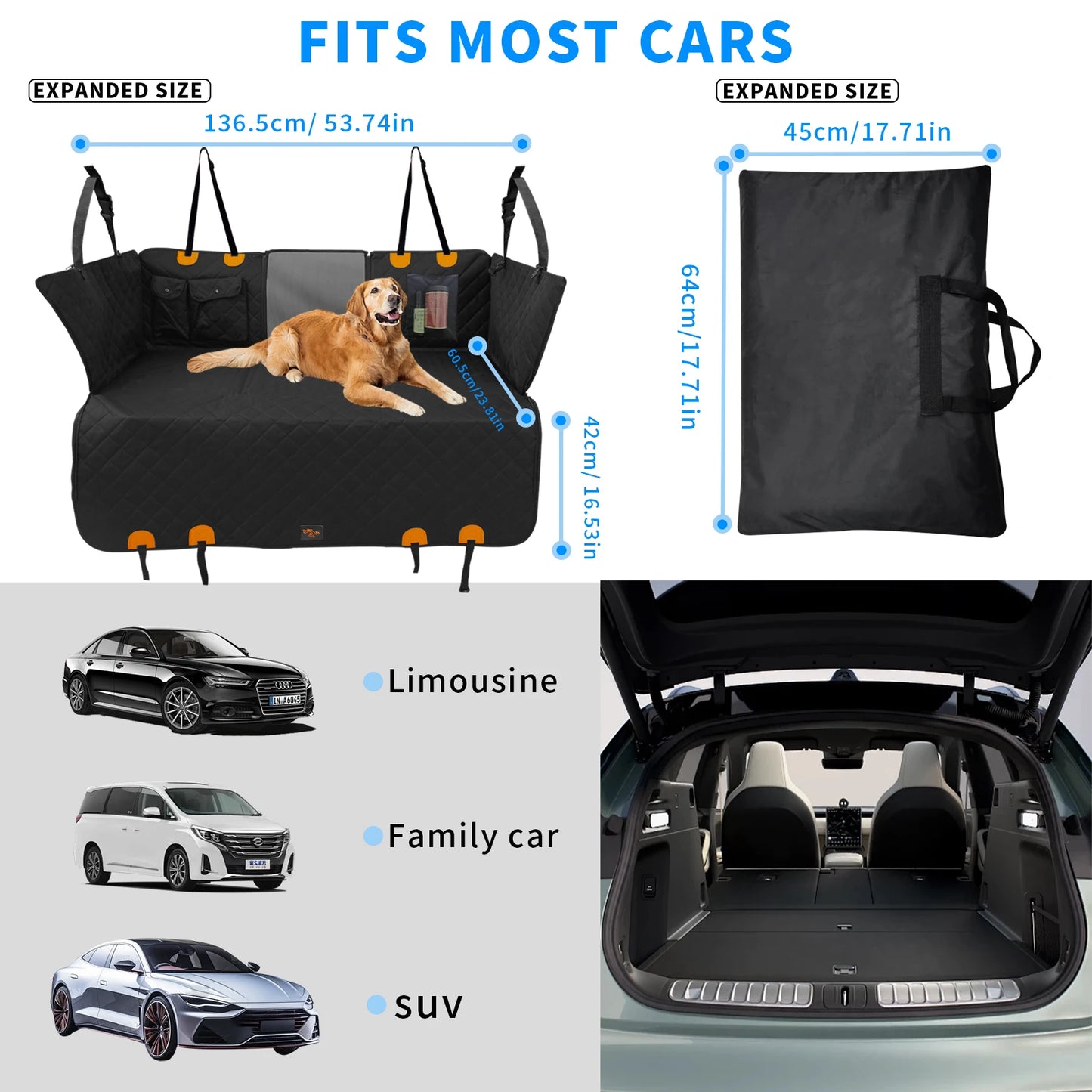 Borwart Waterproof Dog Car Seat Cover With Mesh Window Storage