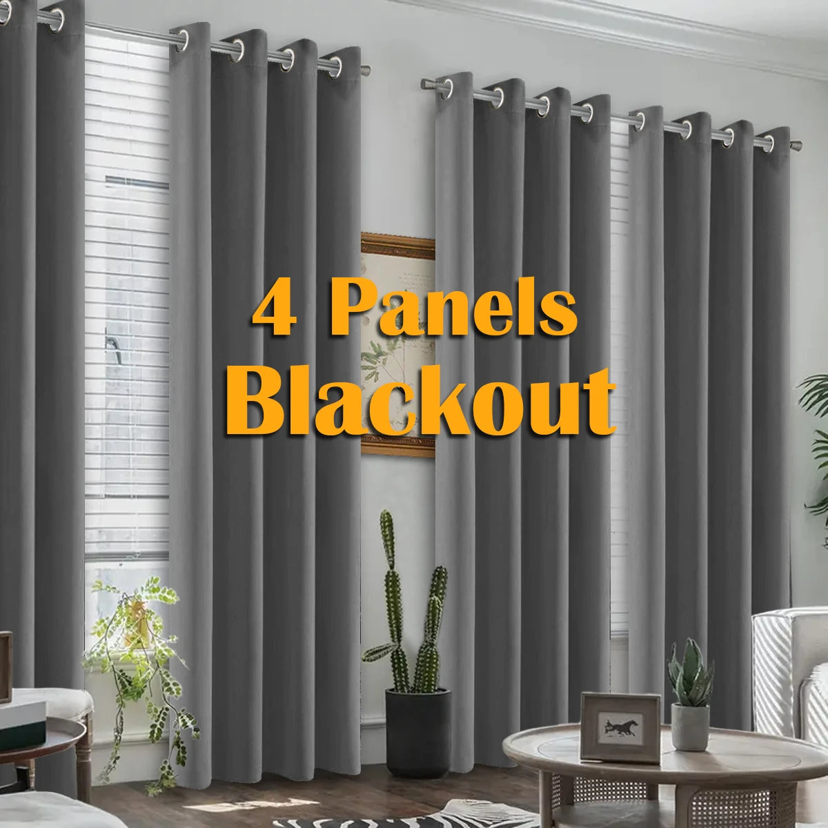 4 Pack Blackout Curtains Heat Insulated Noise Reduction