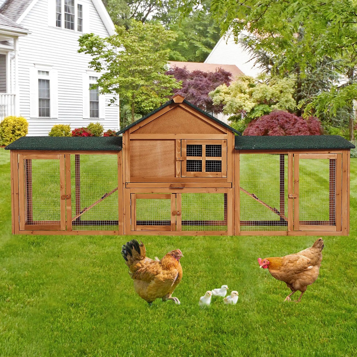 DishyKooker 2-Story Rabbit Hutch Outdoor With Double Runs