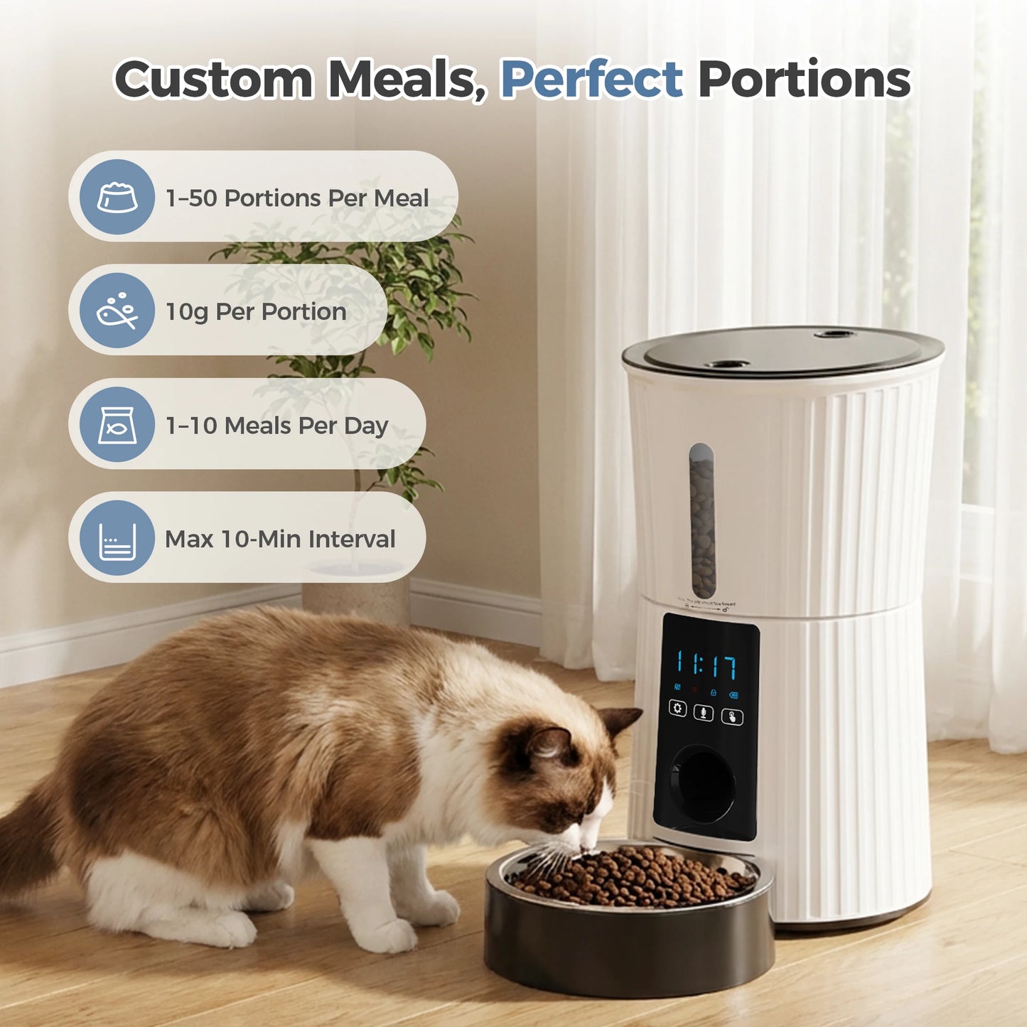 JHK Automatic Cat Feeder With WiFi Timed Dispenser App Control