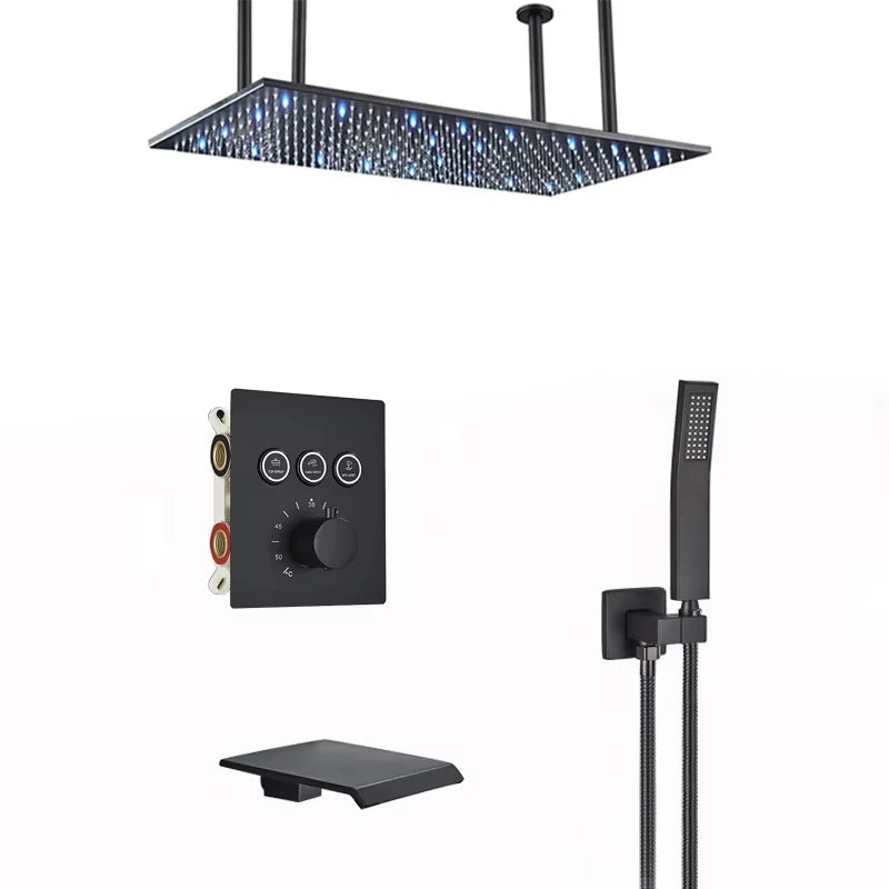 Wanmivezlo Brass LED Rain Shower Head Powered By Water Flow