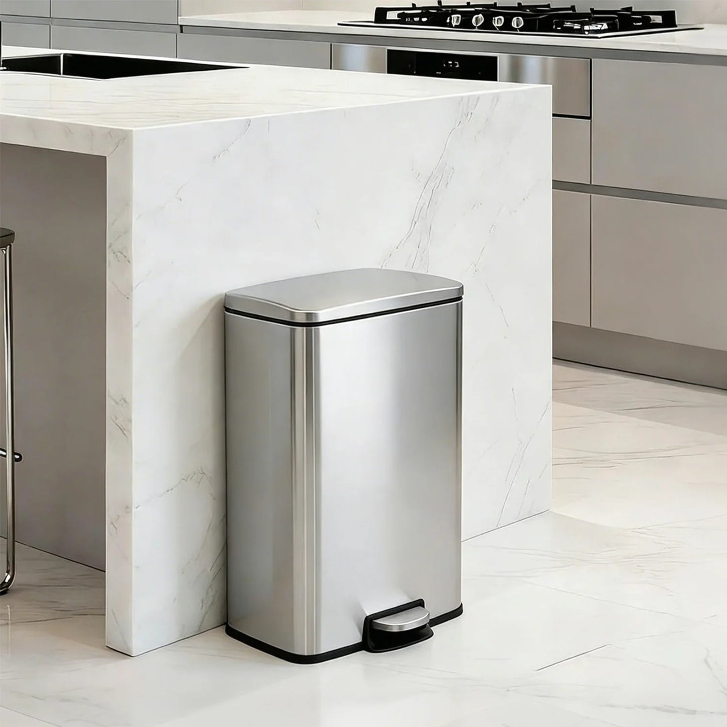 HiMISS Stainless Steel Pedal Trash Bin With Fingerprint Proof Finish