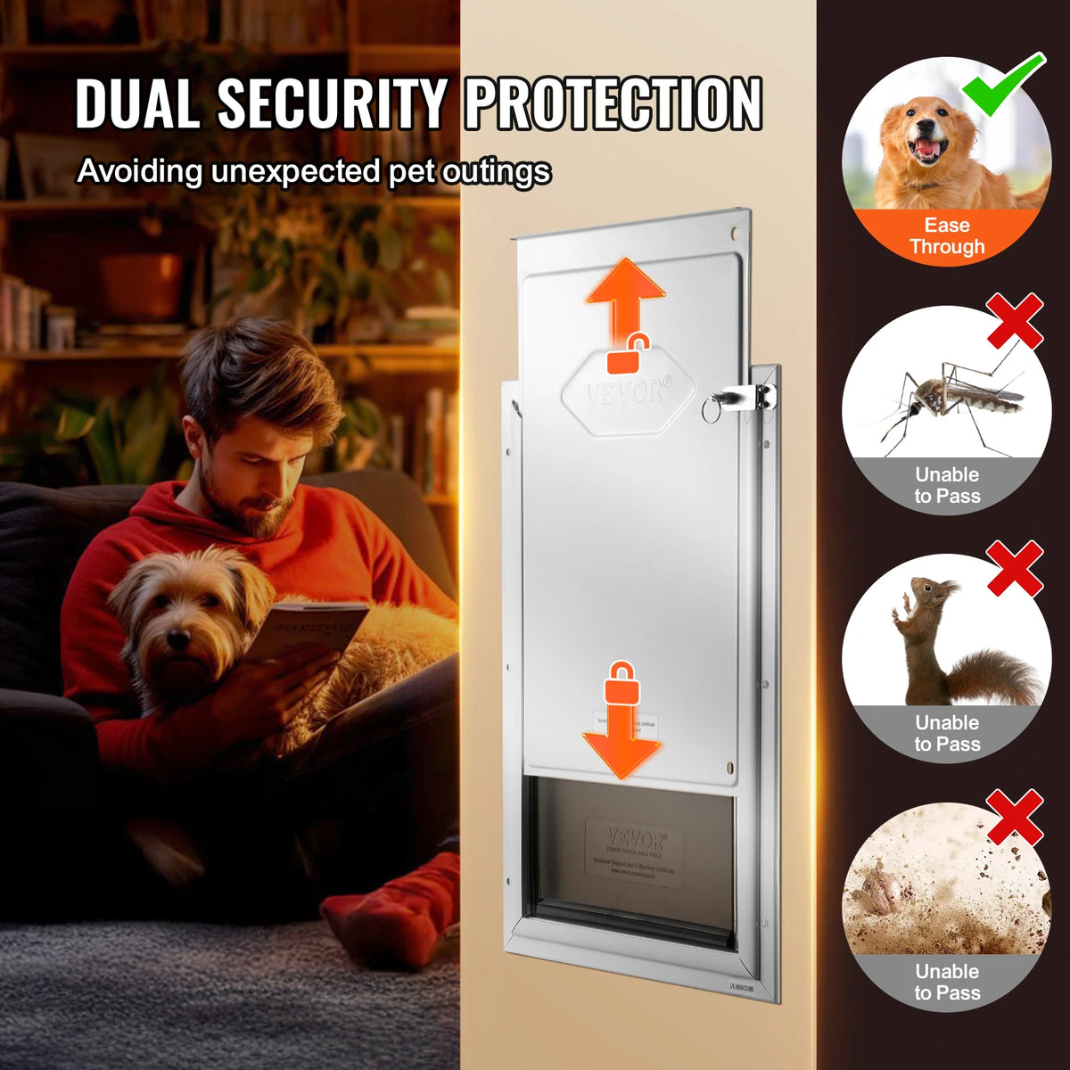 SucceBuy Aluminum Pet Door With Lock And Weatherproof Flap