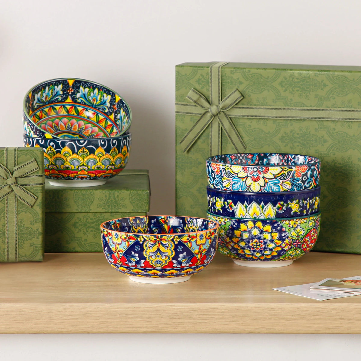 Malacasa Bohemian Floral Ceramic Cereal Bowl Set For Home